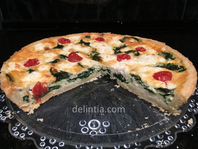 Spinach and goats cheese quiche